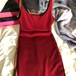 Red & black midi dress